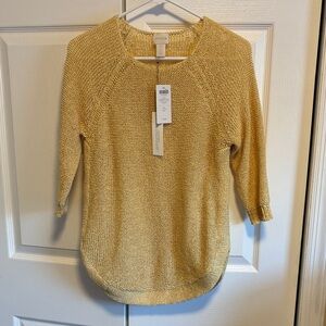 Chico's Women's Light Yellow Crew Neck Sweater